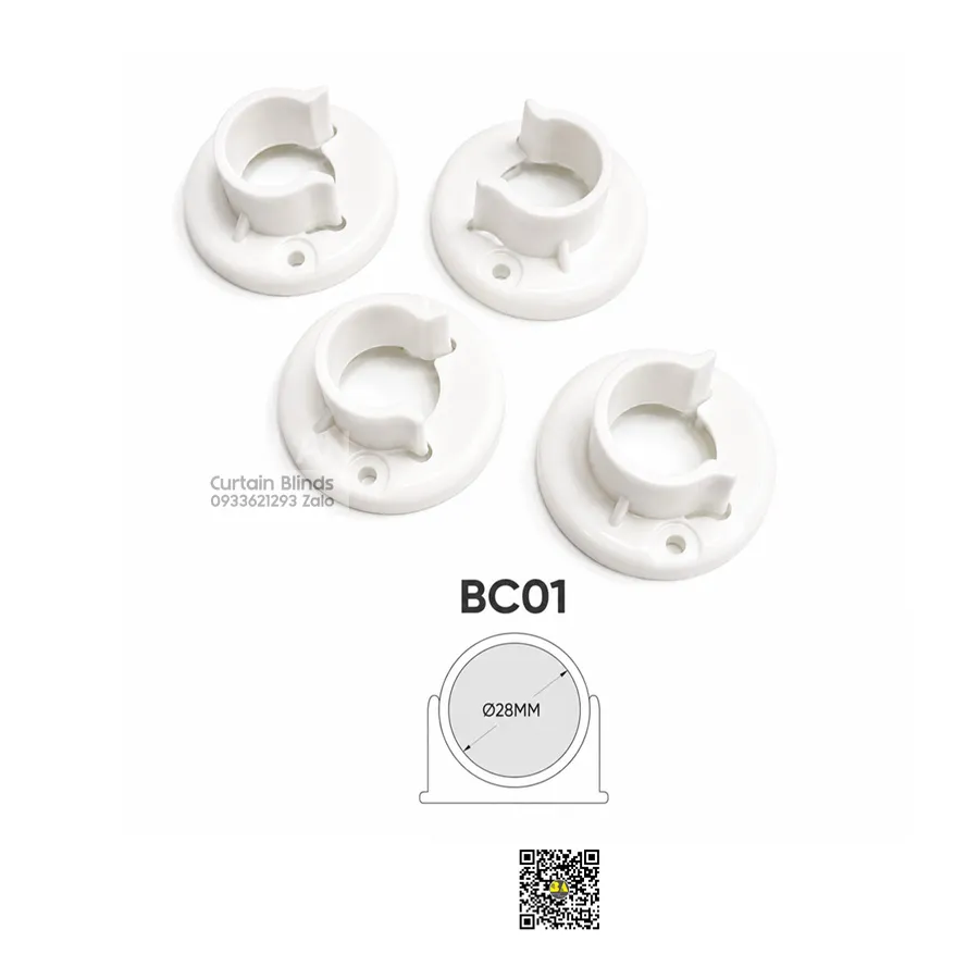 Bas Treo Rèm Âm Tường BC01 | Bát Nhựa Lắp Lọt Lòng Thanh Treo Rèm Ø28 mm-9
